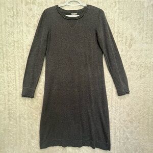 J. Jill Long Gray Knit Sweater Dress Sz XS Rolled Cuff Long Sleeve Soft Cozy
